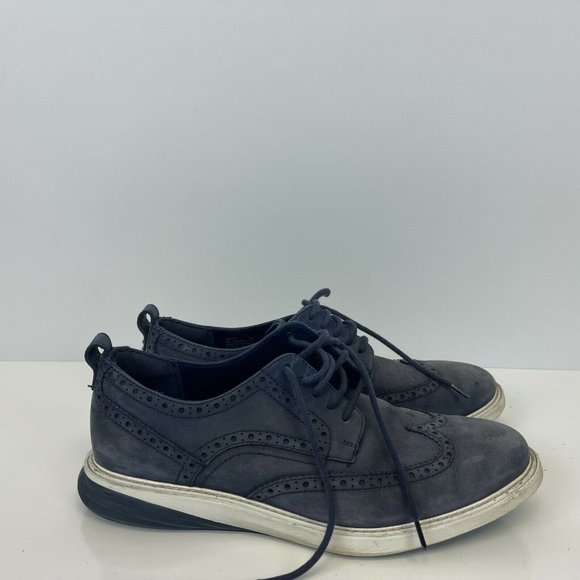 Cole Haan Evolution Wingtip Oxford Shoes Suede Blue Mens Size 9